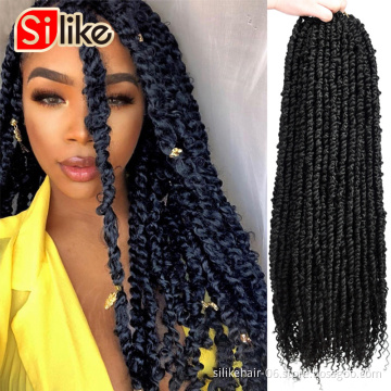 Silike Crochet Hair Extension 18 inch Passion Twist Braiding Hair Synthetic Fluffy Twists Pre Stretched Ombre Braid For Women